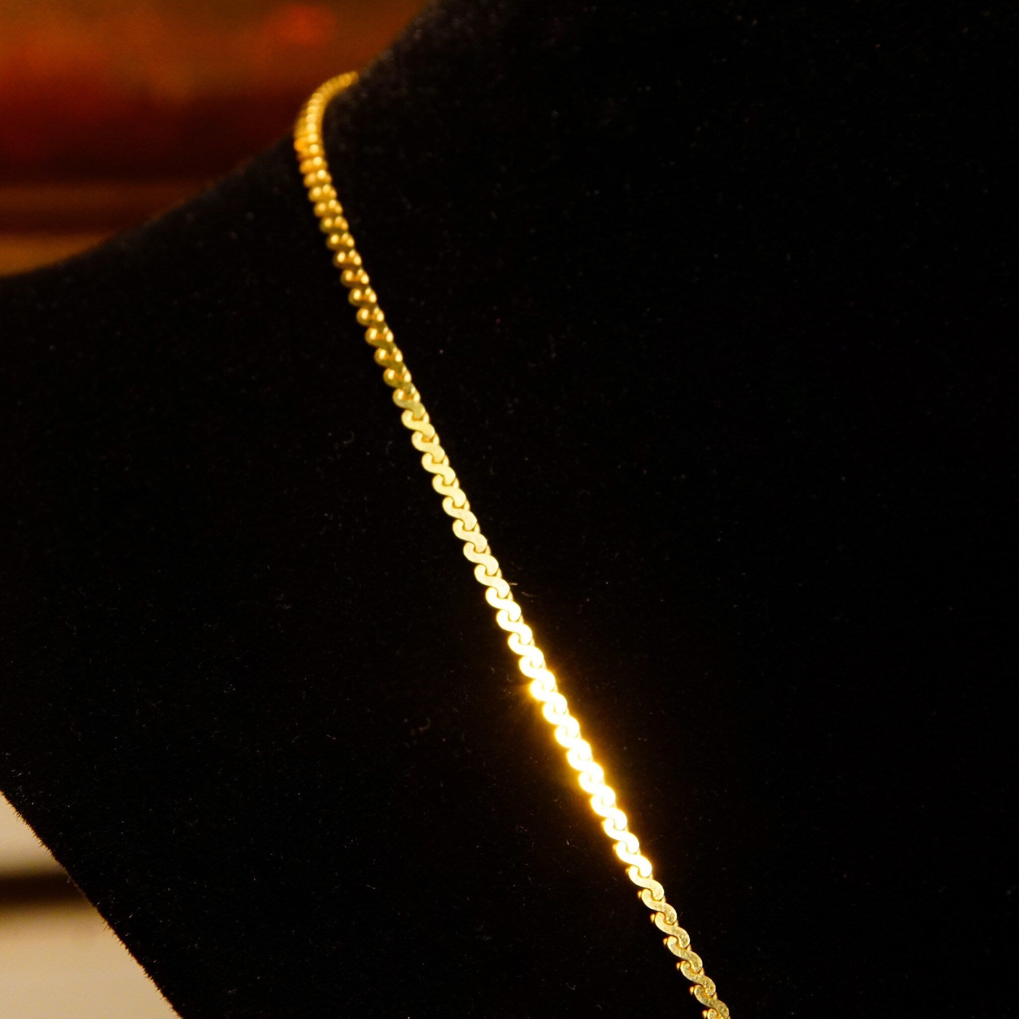 Vintage Italian 14K Gold Serpentine Chain, 2mm Articulated Gold Chain Necklace, Solid Yellow Gold Chain, Unisex 585 Jewelry, 19 3/4 L