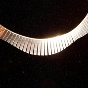 Vintage Italian Sterling Silver Fringe Collar Necklace, Cleopatra Style, Graduated Fringe Wave Choker, Modernist Necklace, 16 1/4" L
