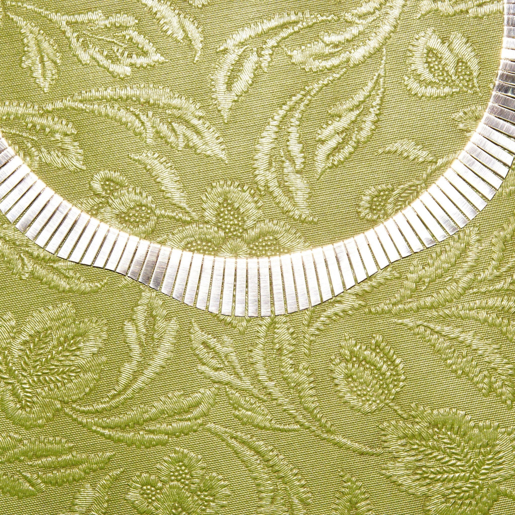 Vintage Italian Sterling Silver Fringe Collar Necklace, Cleopatra Style, Graduated Fringe Wave Choker, Modernist Necklace, 16 1/4" L