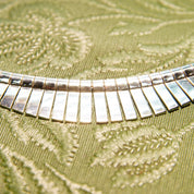 Vintage Italian Sterling Silver Fringe Collar Necklace, Cleopatra Style, Graduated Fringe Wave Choker, Modernist Necklace, 16 1/4" L