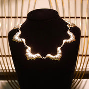 Vintage TAXCO Sterling Silver Scallop Repousse Collar Necklace, Ornate Links, Festoon Style, 925 Mexico TH-107, Traditional Modernist, 20" L