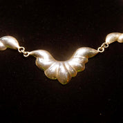 Vintage TAXCO Sterling Silver Scallop Repousse Collar Necklace, Ornate Links, Festoon Style, 925 Mexico TH-107, Traditional Modernist, 20" L