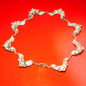 Vintage TAXCO Sterling Silver Scallop Repousse Collar Necklace, Ornate Links, Festoon Style, 925 Mexico TH-107, Traditional Modernist, 20" L