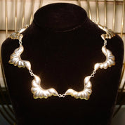 Vintage TAXCO Sterling Silver Scallop Repousse Collar Necklace, Ornate Links, Festoon Style, 925 Mexico TH-107, Traditional Modernist, 20" L