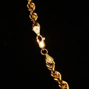 Vintage 14K Yellow Gold Rope Chain Necklace, 4.75mm Hollow Spiral Rope Chain, Chunky Gold Chain, Unisex 585 Jewelry, 17 3/4" L