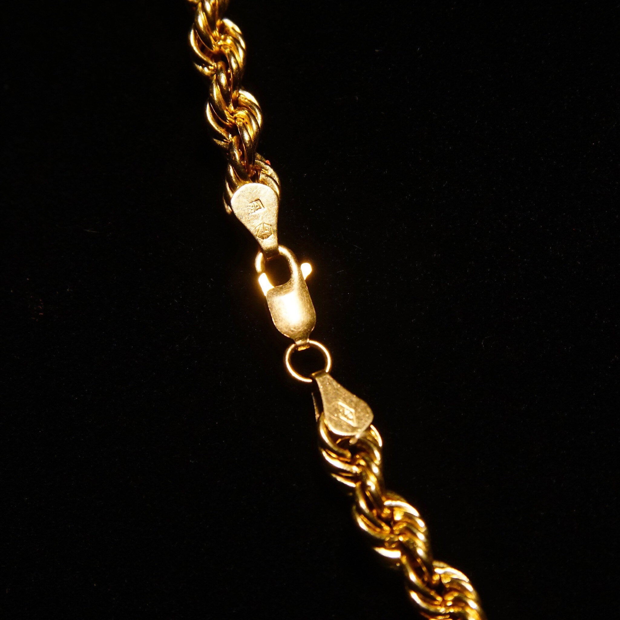 Vintage 14K Yellow Gold Rope Chain Necklace, 4.75mm Hollow Spiral Rope Chain, Chunky Gold Chain, Unisex 585 Jewelry, 17 3/4" L