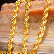 Vintage 14K Yellow Gold Rope Chain Necklace, 4.75mm Hollow Spiral Rope Chain, Chunky Gold Chain, Unisex 585 Jewelry, 17 3/4" L
