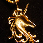 Vintage 14k Yellow Gold Unicorn Pendant, Mythological Creature, Unicorn Figurehead, Cute 585 Jewelry, 1 5/8" L