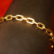 Vintage 585 Yellow Gold Oval Link Bracelet, 4.5mm Chunky Hollow Gold Cable Chain, 14K Statement Bracelet, Unisex, 7 1/4 L