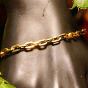 Vintage 585 Yellow Gold Oval Link Bracelet, 4.5mm Chunky Hollow Gold Cable Chain, 14K Statement Bracelet, Unisex, 7 1/4 L