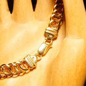 Vintage Italian 14K Yellow Gold Oval Link Bracelet, Multi-Layer Curb Chain Bracelet, Chunky Gold Chain, Unique, Modernist, 7 1/2 L