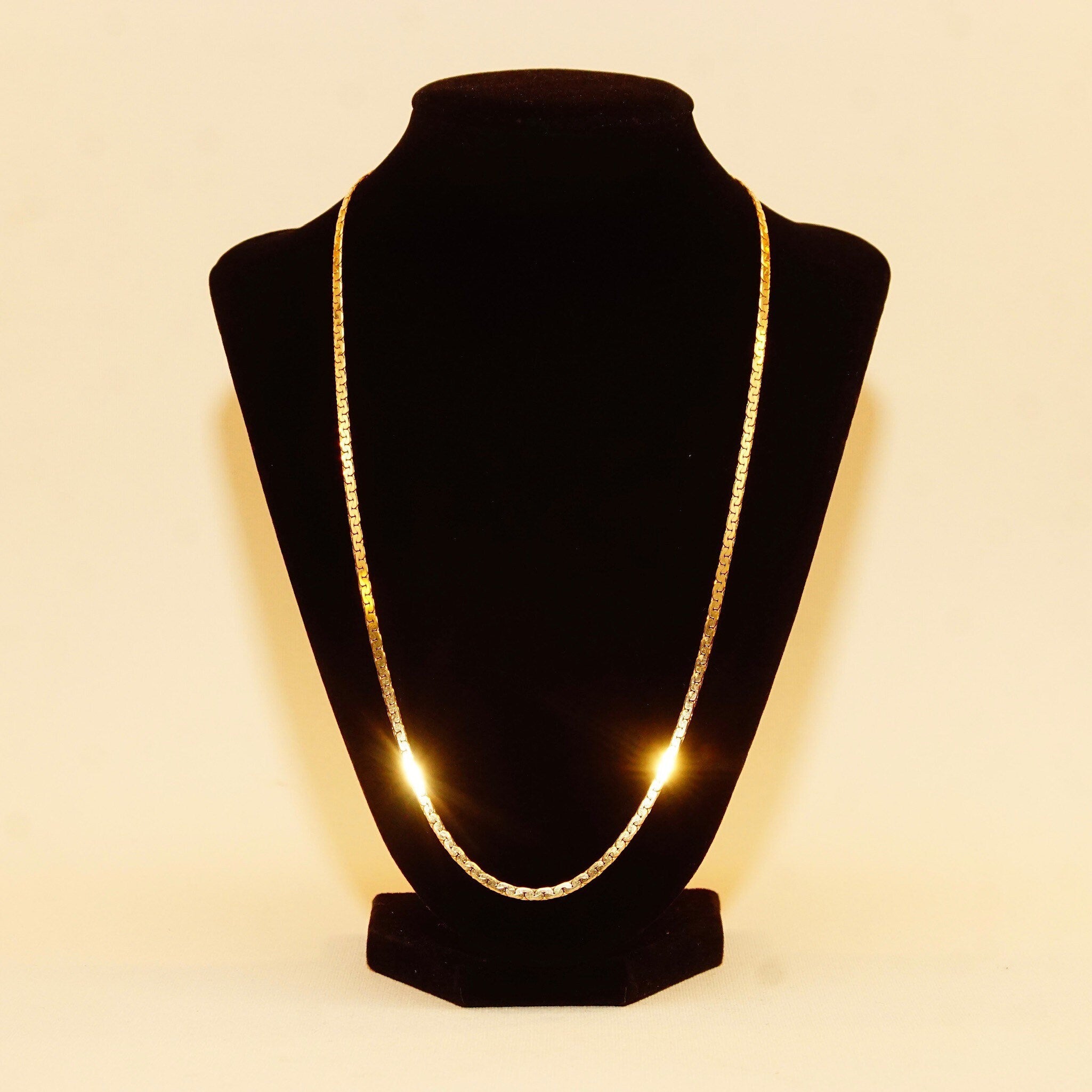 Vintage 14K Yellow Gold Boston Link Chain Necklace, 3mm Solid Gold Chain, Modernist, Unisex, 585 Jewelry, 22 Long