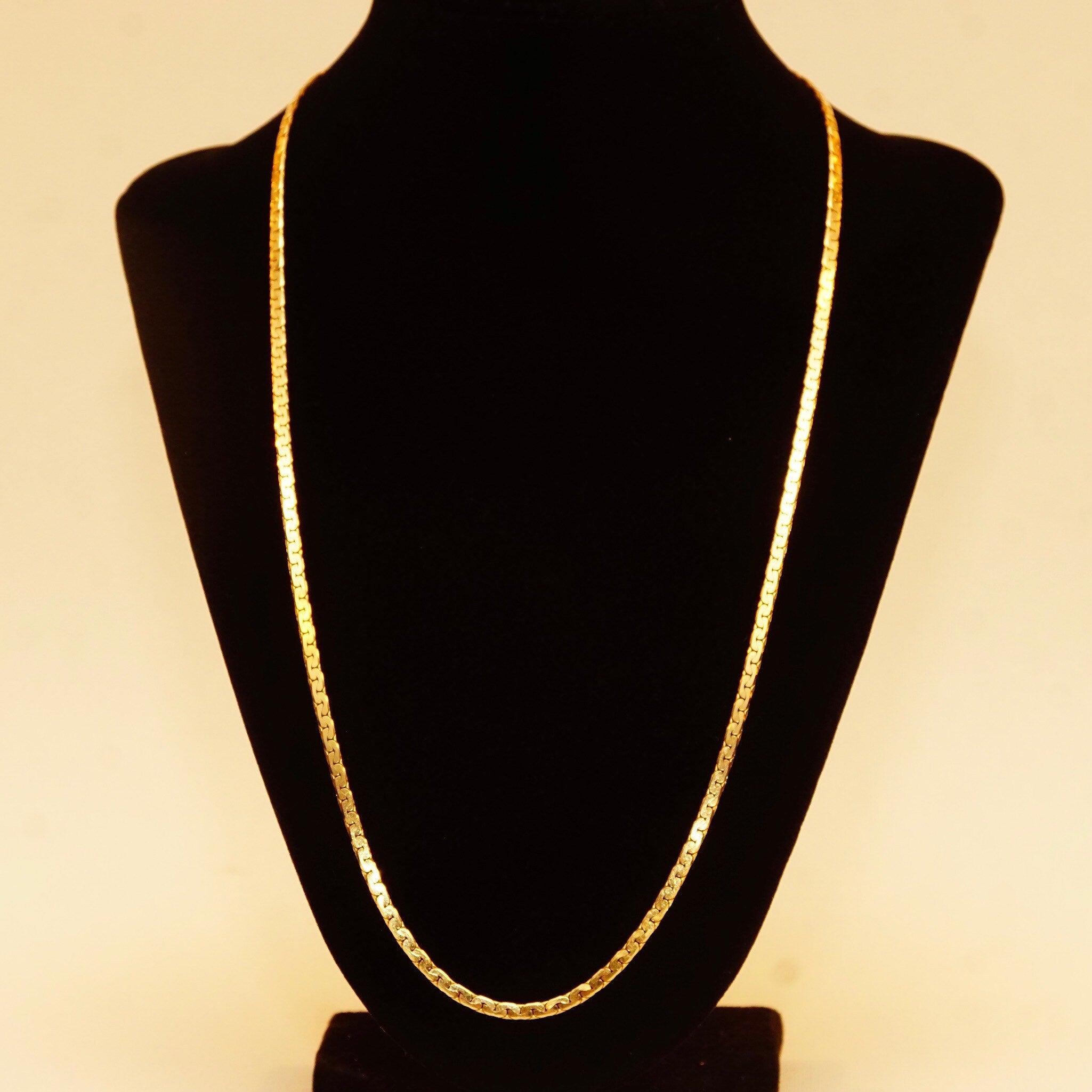 Vintage 14K Yellow Gold Boston Link Chain Necklace, 3mm Solid Gold Chain, Modernist, Unisex, 585 Jewelry, 22 Long
