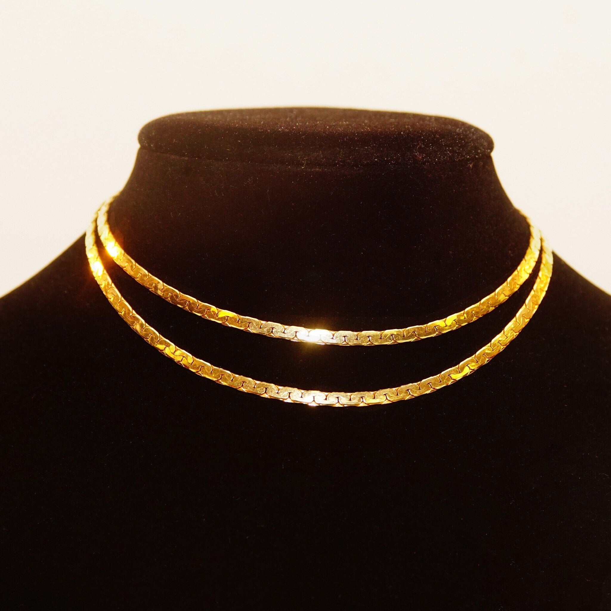 Vintage 14K Yellow Gold Boston Link Chain Necklace, 3mm Solid Gold Chain, Modernist, Unisex, 585 Jewelry, 22 Long