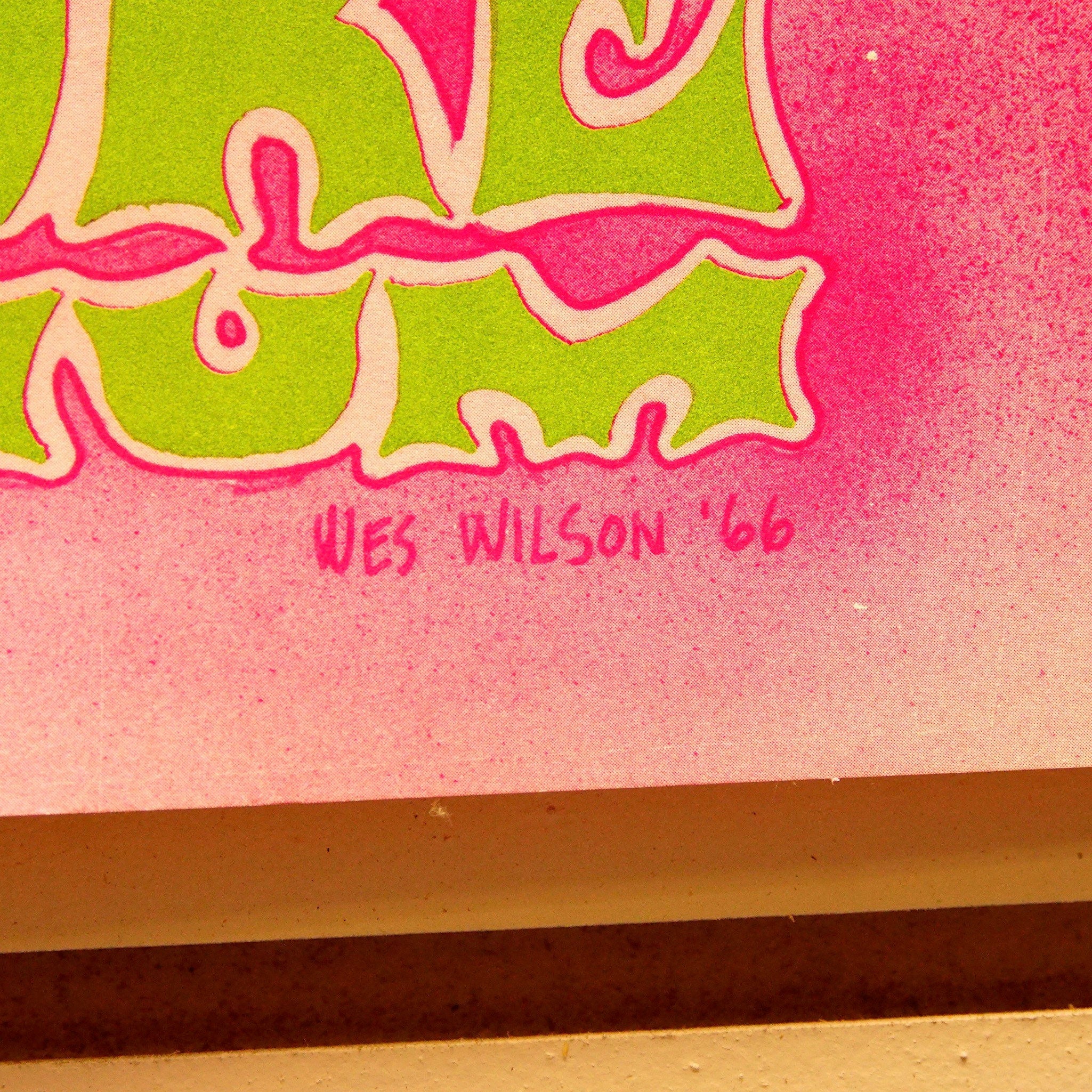 Vintage Signed 1966 Love The Fillmore Auditorium Concert Poster, BG-21, 2nd Print, Bill Graham Presents, Wes Wilson, Very Fine Condition