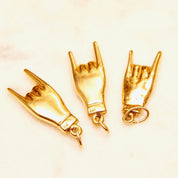 Vintage 14K Yellow Gold Italian Good Luck Charms, 1" Maloik Charm, 1 3/8" Italian Horn, Talisman, Small Puffed Gold Pendants/Charms