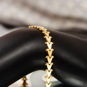 Vintage Modernist Italian 14K Gold Polished V-Link Bracelet, Chevron/Riccio Style, 5mm V-Links, Sleek Sophisticated, 585 Bracelet, 7 1/2" L