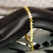 Vintage Modernist Italian 14K Gold Polished V-Link Bracelet, Chevron/Riccio Style, 5mm V-Links, Sleek Sophisticated, 585 Bracelet, 7 1/2" L