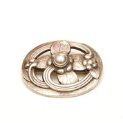 Vintage GEORG JENSEN Sterling Silver Flower Brooch No. 138, Art Nouveau Style, Sterling Denmark, Oval Floral Sash Pin, Soft Patina, 4cm
