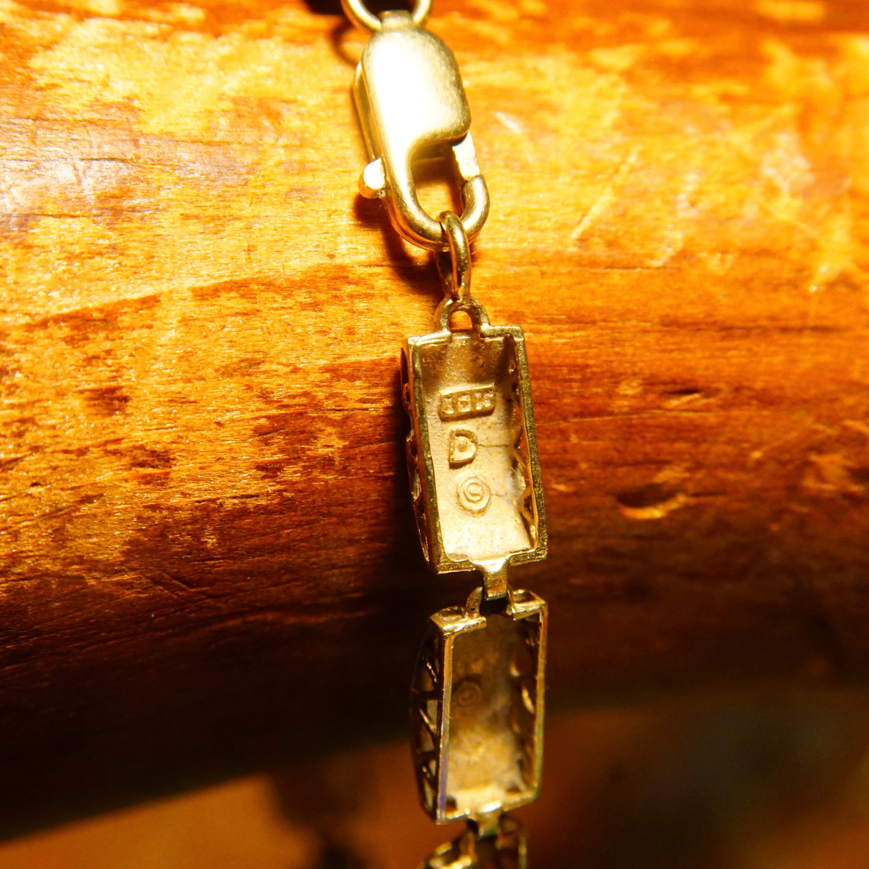 Vintage 10K Yellow Gold Greek Key Link Bracelet, Stippled Gold Links W/ Filigree Siding, Chiseled Gold Meander Design, 9 1/4" L