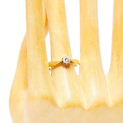14K Brilliant Diamond Solitaire Ring, Pinched Yellow Gold Shank, .25 CT Diamond Engagement Ring, Size 6 1/4 US