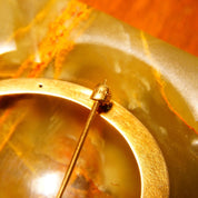 Antique 14K Gold & Platinum Horseshoe Brooch, Large Victorian Horseshoe Pin, Platinum Nail Heads, Riker Brothers, Equestrian, 1 5/8" L