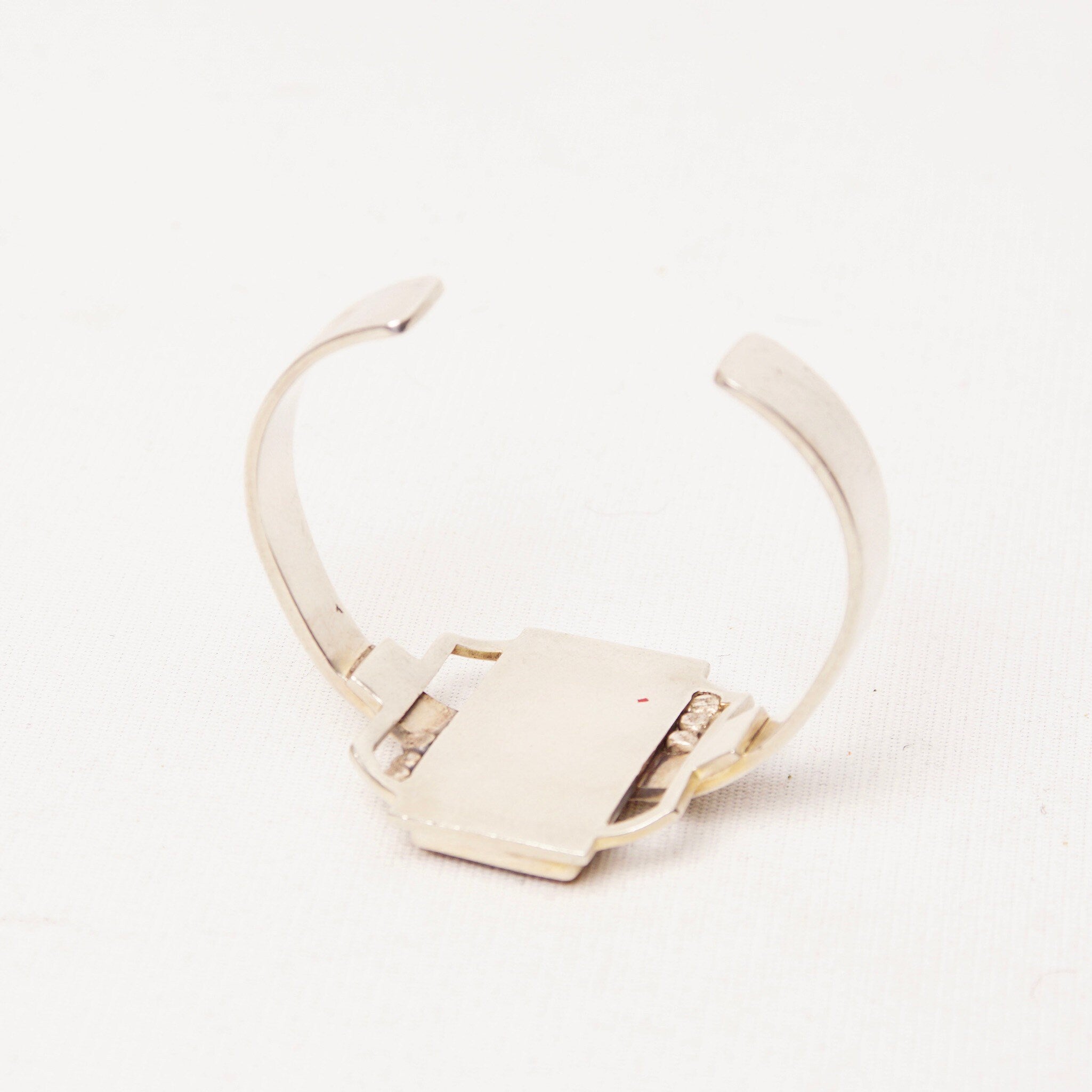 Vintage TAXCO Sterling Silver Tigers Eye Cuff Bracelet, Modernist Cuff, Polished Rectangular Gemstone, Engraved Mexico 925, 5 1/8" L
