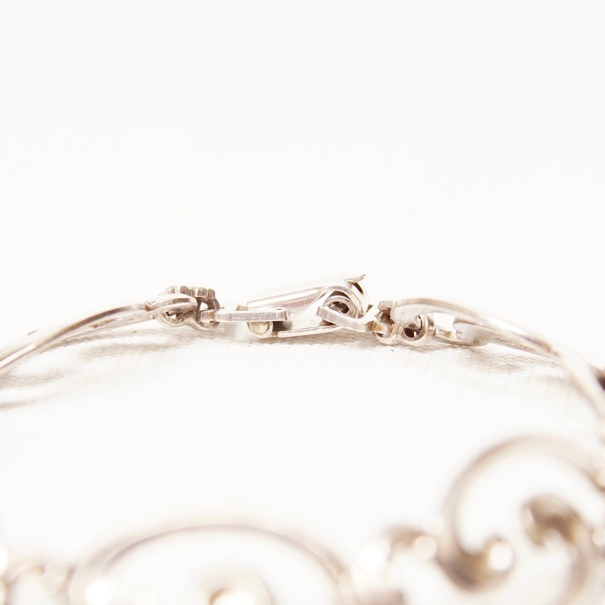 Vintage WRE Sterling Silver Scroll Link Bracelet, W.E Richards, Embellished Silver Bracelet, Art Deco/Nouveau Style, 925 Jewelry, 7 1/4" L