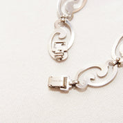 Vintage WRE Sterling Silver Scroll Link Bracelet, W.E Richards, Embellished Silver Bracelet, Art Deco/Nouveau Style, 925 Jewelry, 7 1/4" L