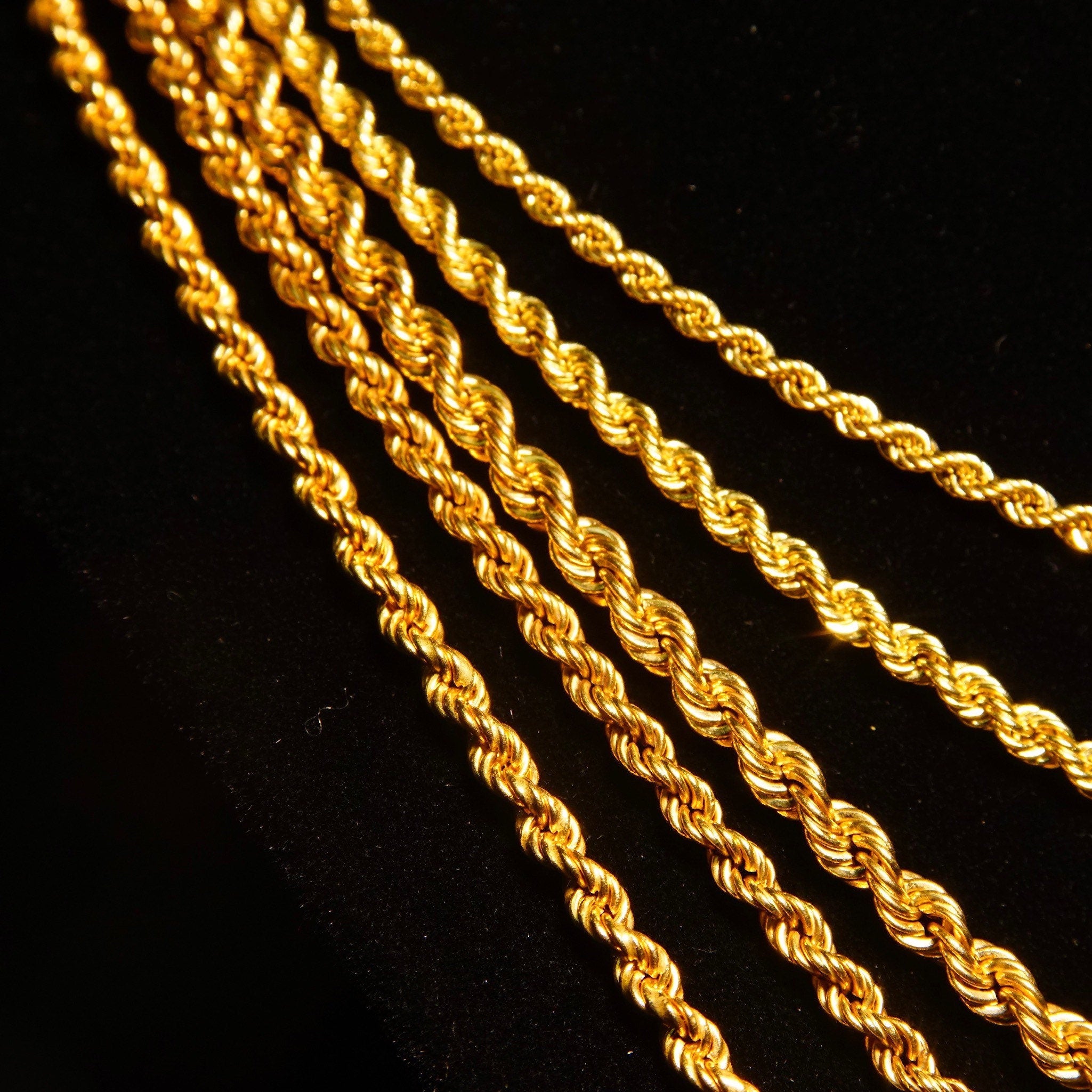 Vintage 14K Yellow Gold Rope Chains, Hollow Gold Rope Chain Necklace, Unisex Chain, Classic Gold Chain, 585 Jewelry, 16-24