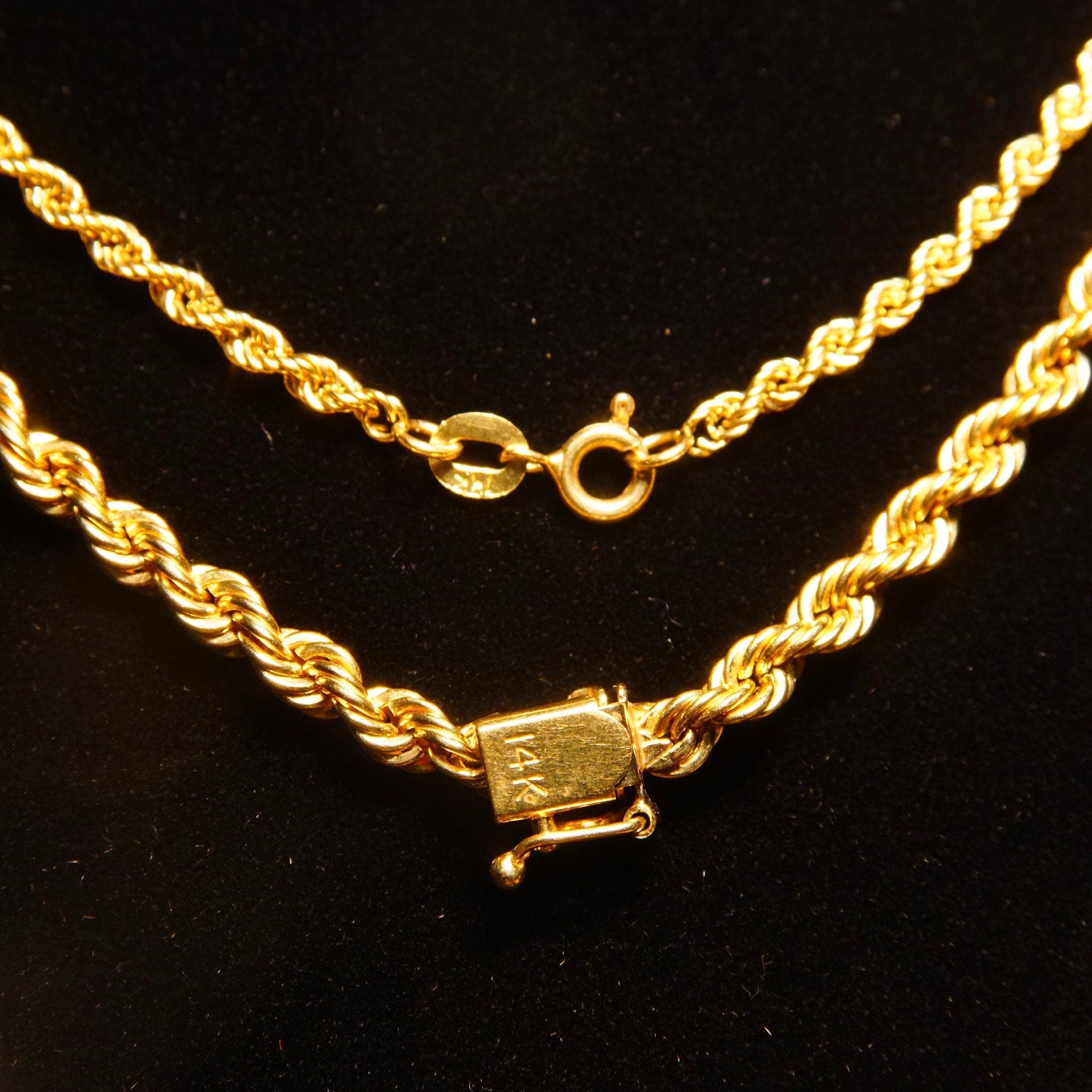 Vintage 14K Yellow Gold Rope Chains, Hollow Gold Rope Chain Necklace, Unisex Chain, Classic Gold Chain, 585 Jewelry, 16-24