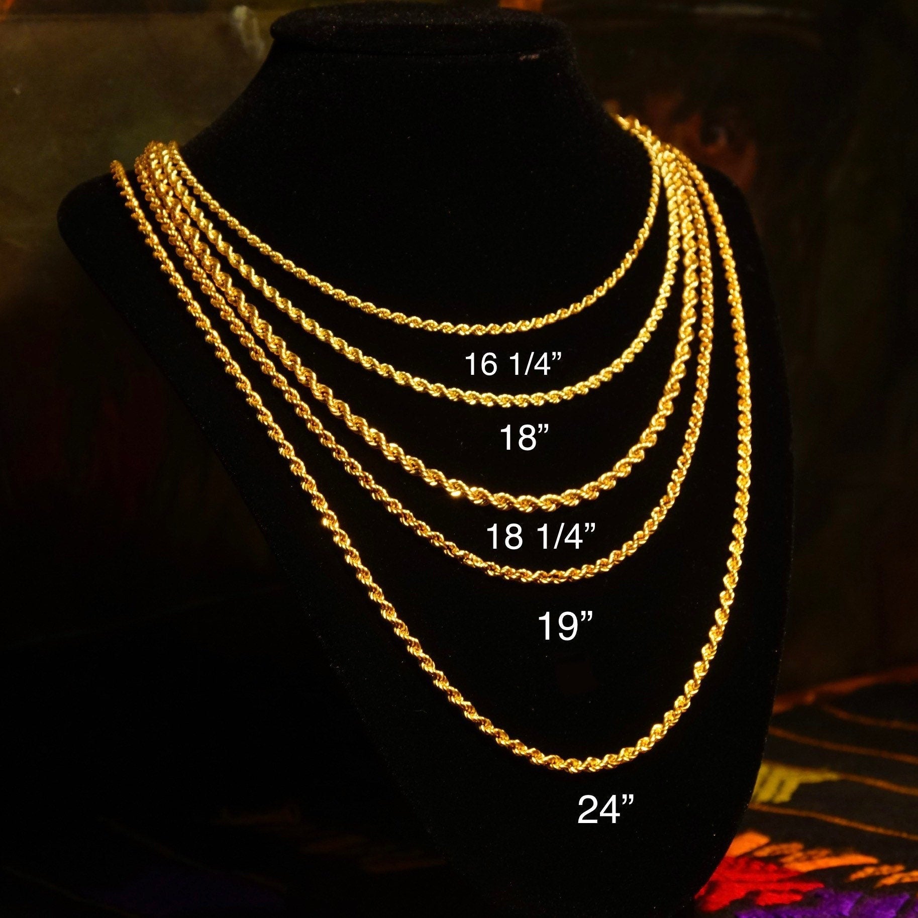 Vintage 14K Yellow Gold Rope Chains, Hollow Gold Rope Chain Necklace, Unisex Chain, Classic Gold Chain, 585 Jewelry, 16-24