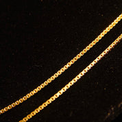 Vintage Italian 14K Gold Box Chains, 1.5mm Solid Yellow Gold Box Chains, Fine Gold Chains, Pendant Chain, 585 Jewelry, 16/18 Long