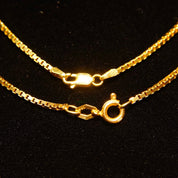Vintage Italian 14K Gold Box Chains, 1.5mm Solid Yellow Gold Box Chains, Fine Gold Chains, Pendant Chain, 585 Jewelry, 16/18 Long