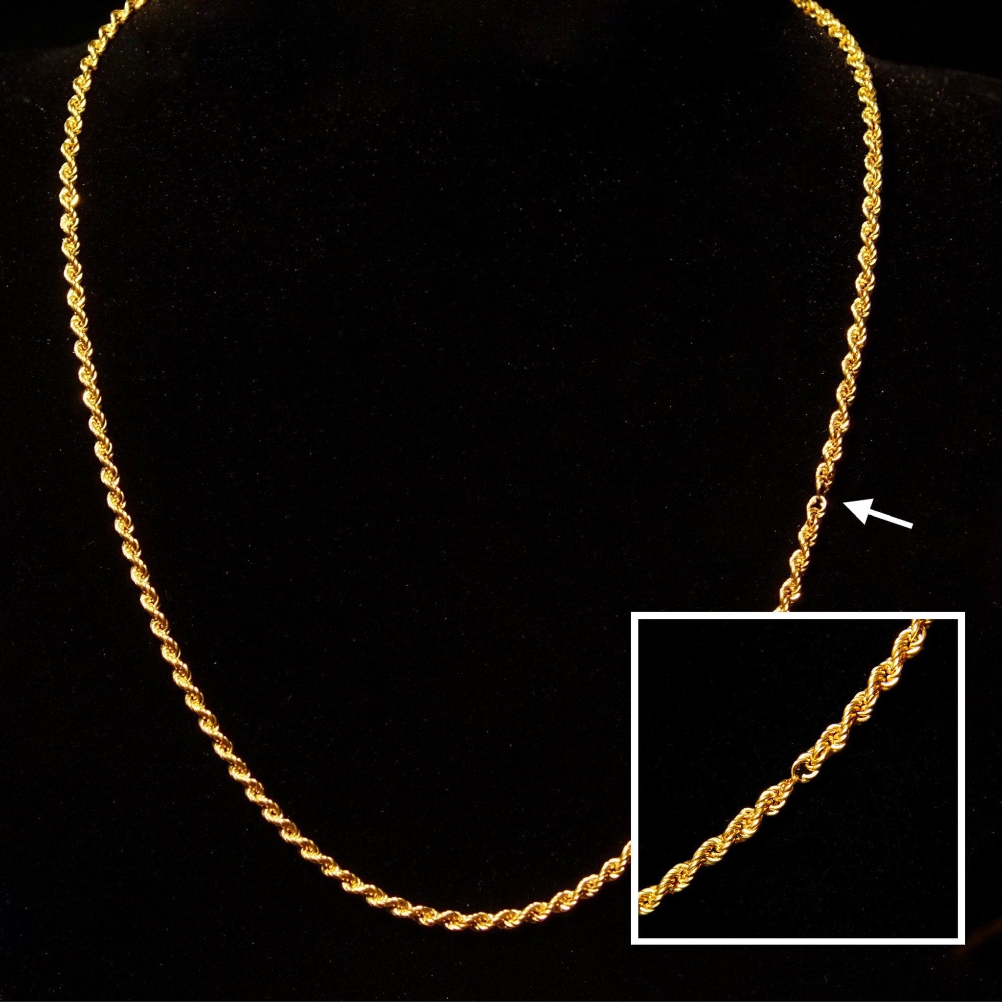 Vintage 14K Yellow Gold Rope Chains, Hollow Gold Rope Chain Necklace, Unisex Chain, Classic Gold Chain, 585 Jewelry, 16-24