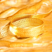 Vintage Italian 14K Gold Mesh Link Chain, 7mm Flat Yellow Gold Chain Bracelet, Semi-Flexible Mesh Bangle, 585 Jewelry, 7 3/8" L