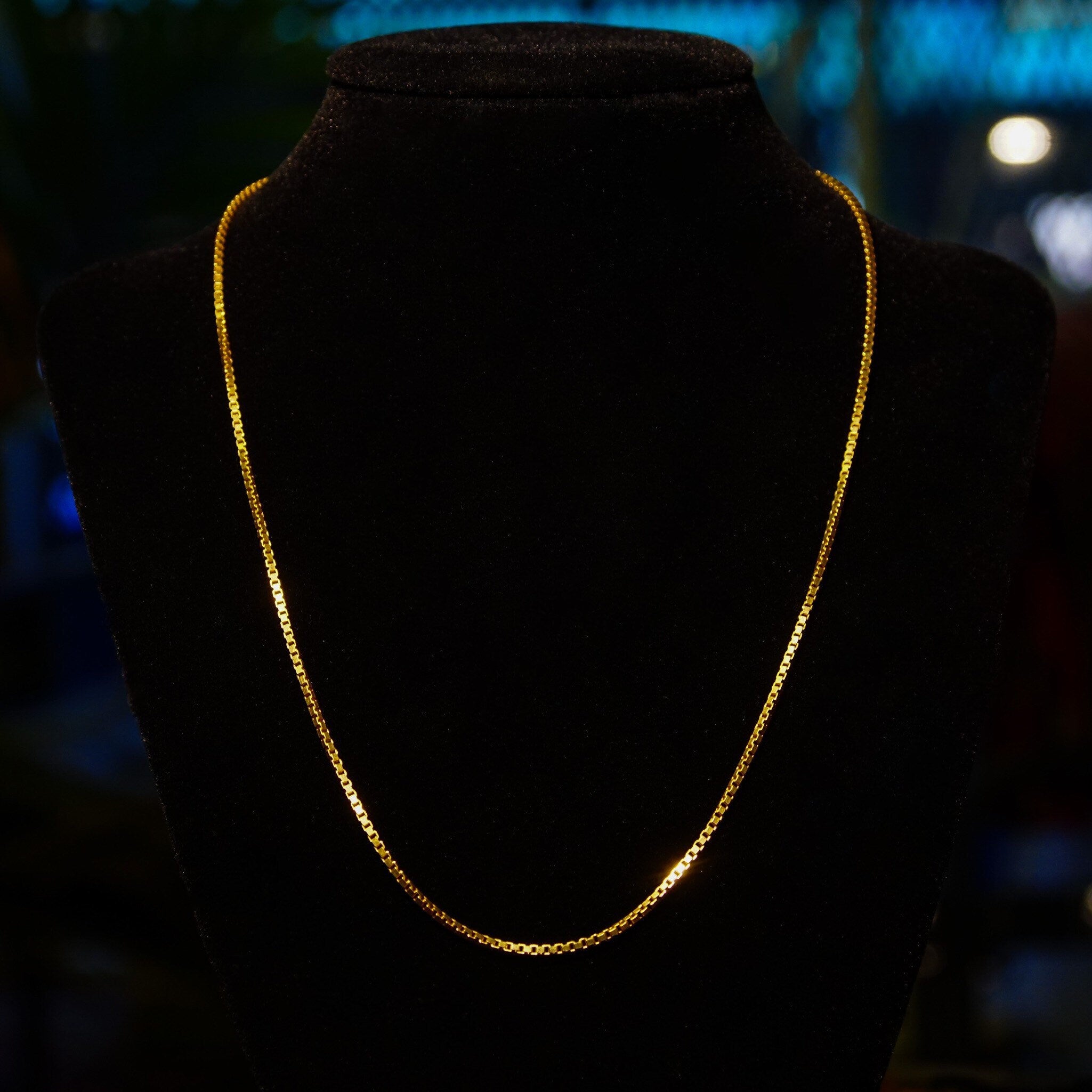 Vintage Italian 14K Gold Box Chains, 1.5mm Solid Yellow Gold Box Chains, Fine Gold Chains, Pendant Chain, 585 Jewelry, 16/18 Long