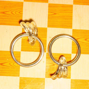 Vintage Modernist Italian Sterling Silver Winged Hoop Earrings, Scalloped Silver Studs With Hollow Tube Hoops, Italy 925 Earrings, 2 1/4 L