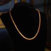 Vintage Italian Modernist 14K Gold Square Snake Link Chain Necklace, 4mm Articulated Gold Chain, Chunky Gold Chain, 585, Unisex, 19 L