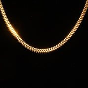 Vintage Italian Modernist 14K Gold Square Snake Link Chain Necklace, 4mm Articulated Gold Chain, Chunky Gold Chain, 585, Unisex, 19 L