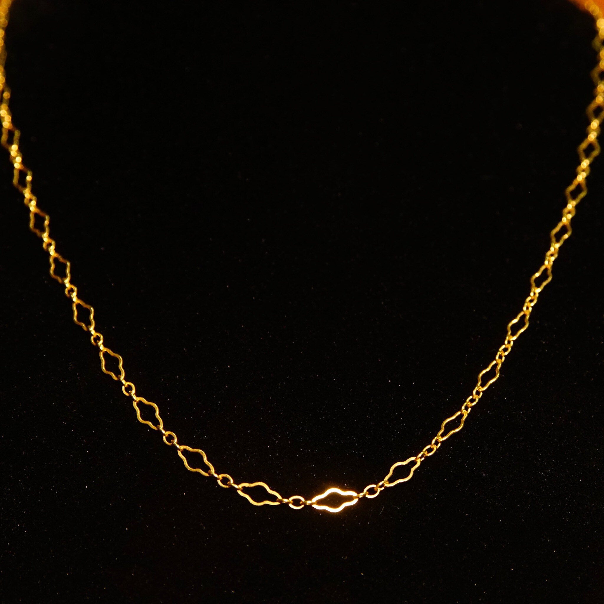 Vintage 14K Gold Filigree Chain, Art Deco, Fancy Yellow Gold Links, Elegant Gold Choker, 585 Accessories, 18 L