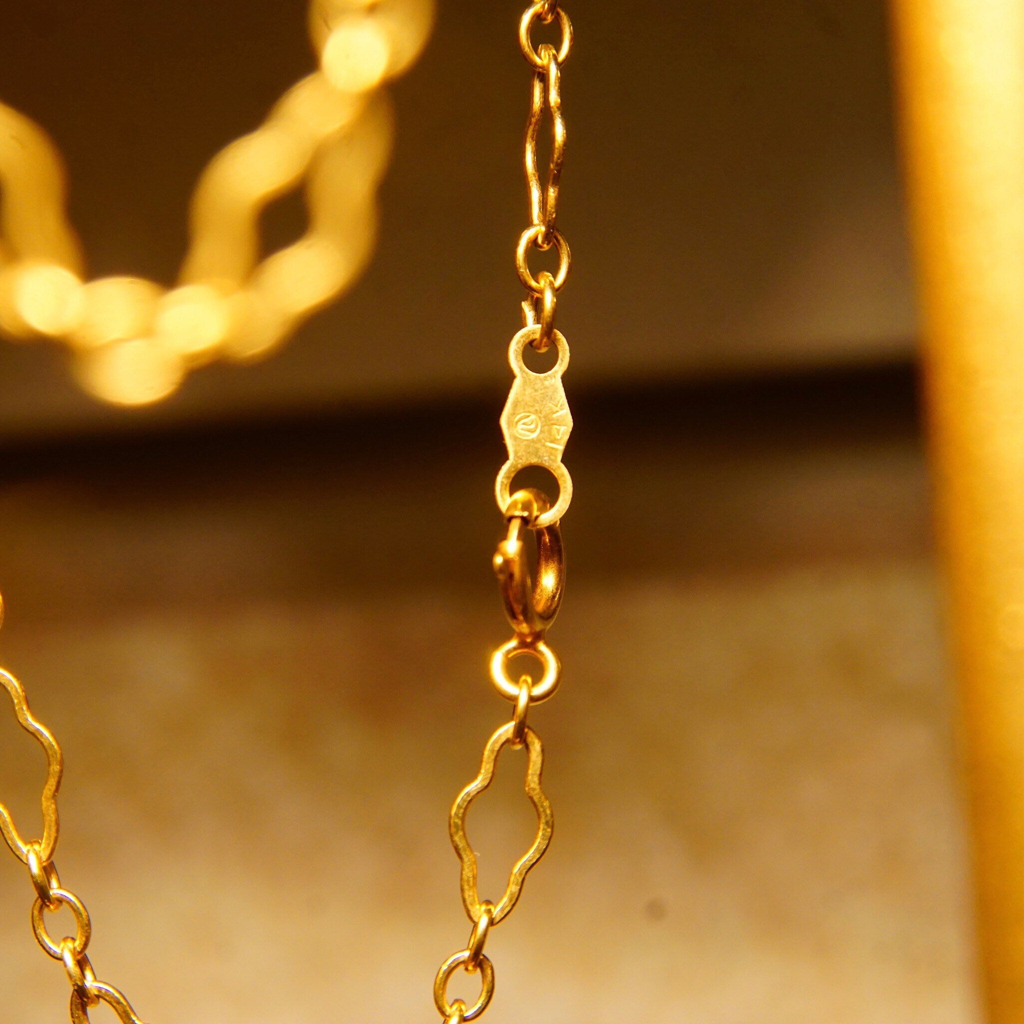 Vintage 14K Gold Filigree Chain, Art Deco, Fancy Yellow Gold Links, Elegant Gold Choker, 585 Accessories, 18 L