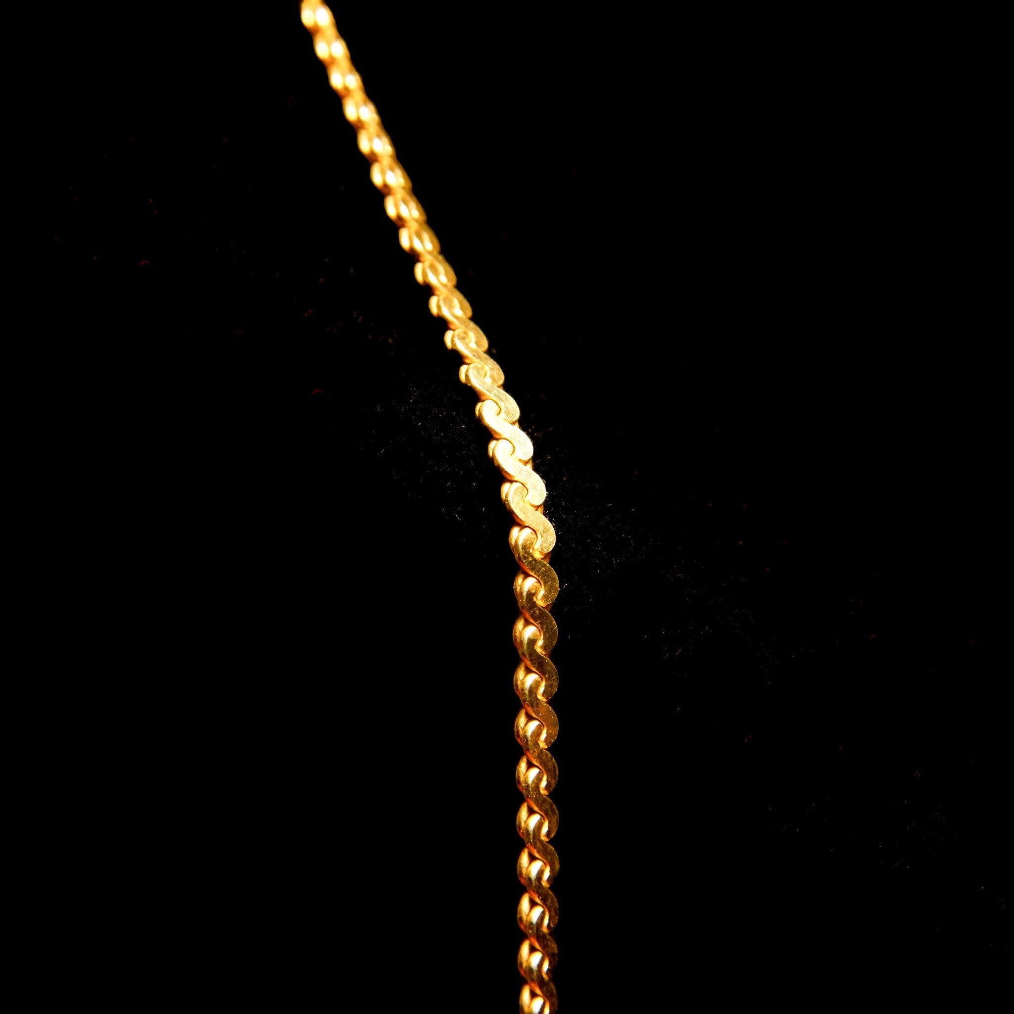 Vintage Italian 14K Gold Serpentine Chain, 2mm Articulated Gold Chain Necklace, Solid Yellow Gold Chain, Unisex 585 Jewelry, 19 3/4 L