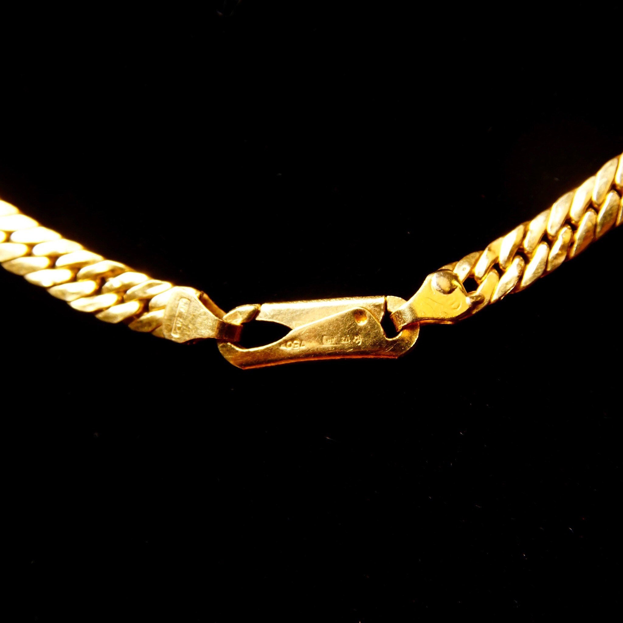 Vintage Hallmarked 18K Gold Herringbone Chain, BREV 172 AR 750, Unisex Yellow Gold Chain, 4mm Solid Gold Chain, 18" Long