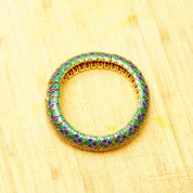 Vintage CINER Green & Blue Enamel Serpent Bracelet, Chunky Articulated Gold Tone Bracelet, Snake Skin Design, Gaudy, 15mm Wide, 7 1/4" L