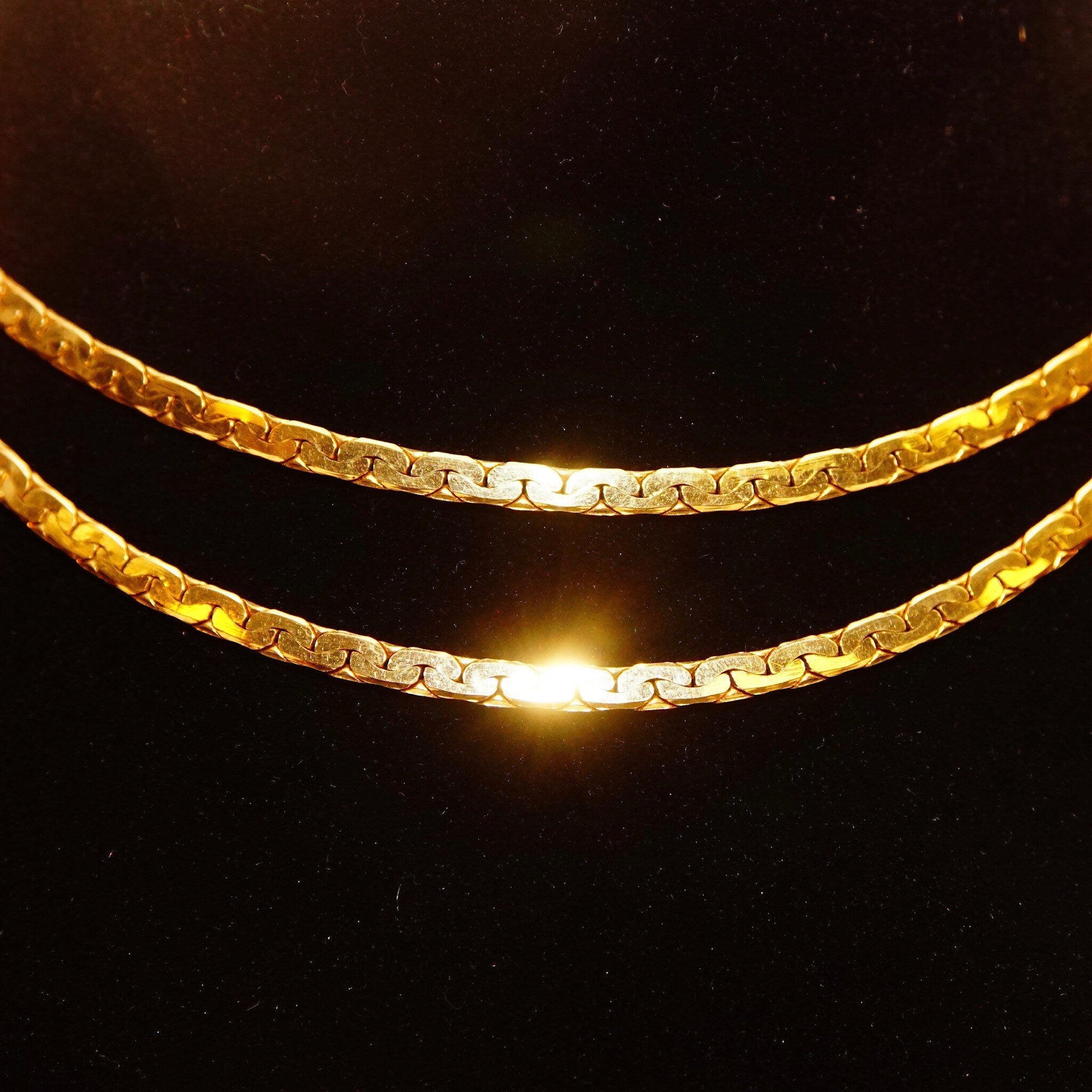 Vintage 14K Yellow Gold Boston Link Chain Necklace, 3mm Solid Gold Chain, Modernist, Unisex, 585 Jewelry, 22 Long