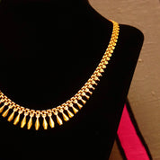 Vintage Italian Modernist 14K Yellow Gold Fringe Collar Necklace, Panther Links W/ Gold Coffin Fringe, Articulated Choker, Bohemian, 17" L