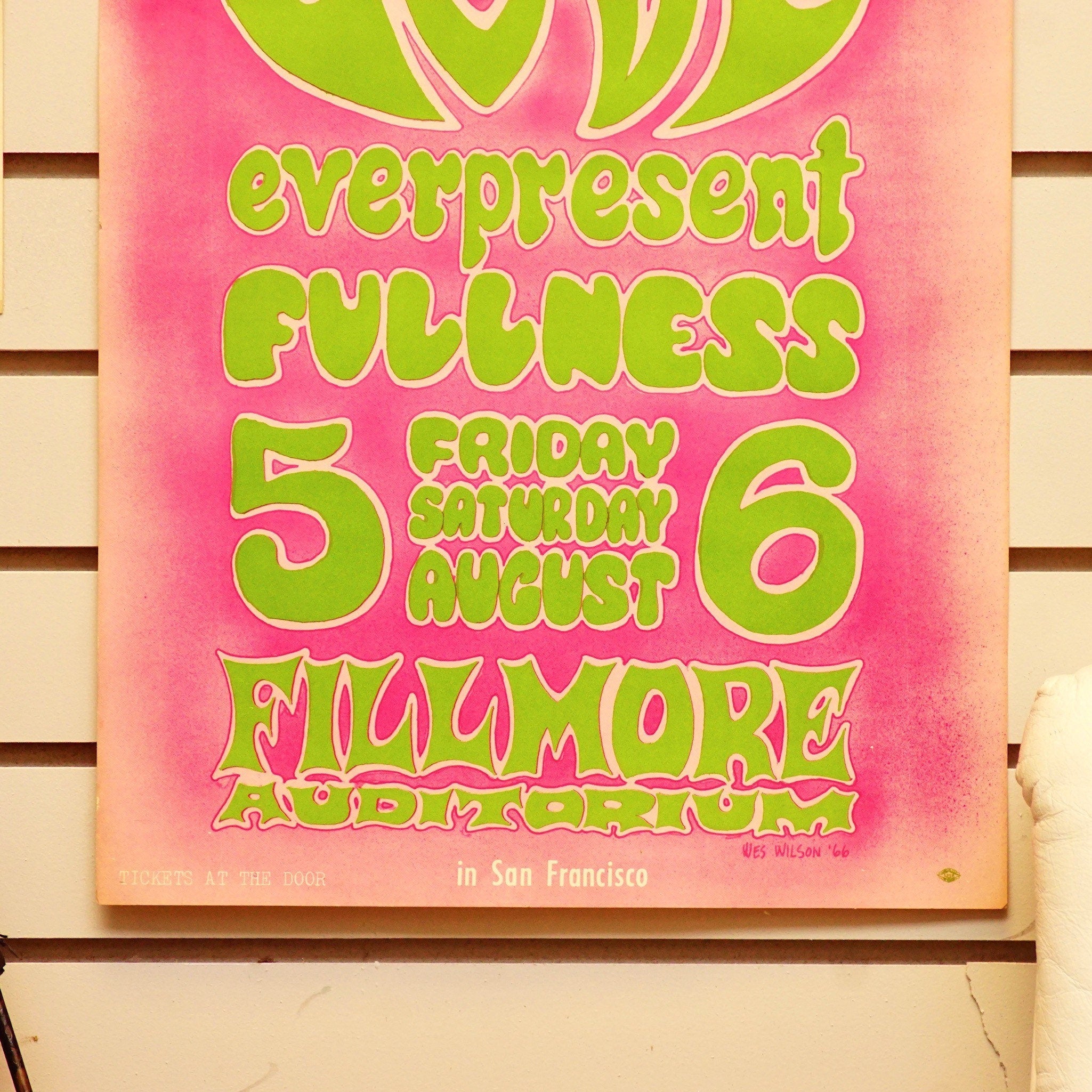 Vintage Signed 1966 Love The Fillmore Auditorium Concert Poster, BG-21, 2nd Print, Bill Graham Presents, Wes Wilson, Very Fine Condition