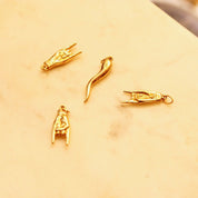Vintage 14K Yellow Gold Italian Good Luck Charms, 1" Maloik Charm, 1 3/8" Italian Horn, Talisman, Small Puffed Gold Pendants/Charms