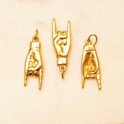 Vintage 14K Yellow Gold Italian Good Luck Charms, 1" Maloik Charm, 1 3/8" Italian Horn, Talisman, Small Puffed Gold Pendants/Charms